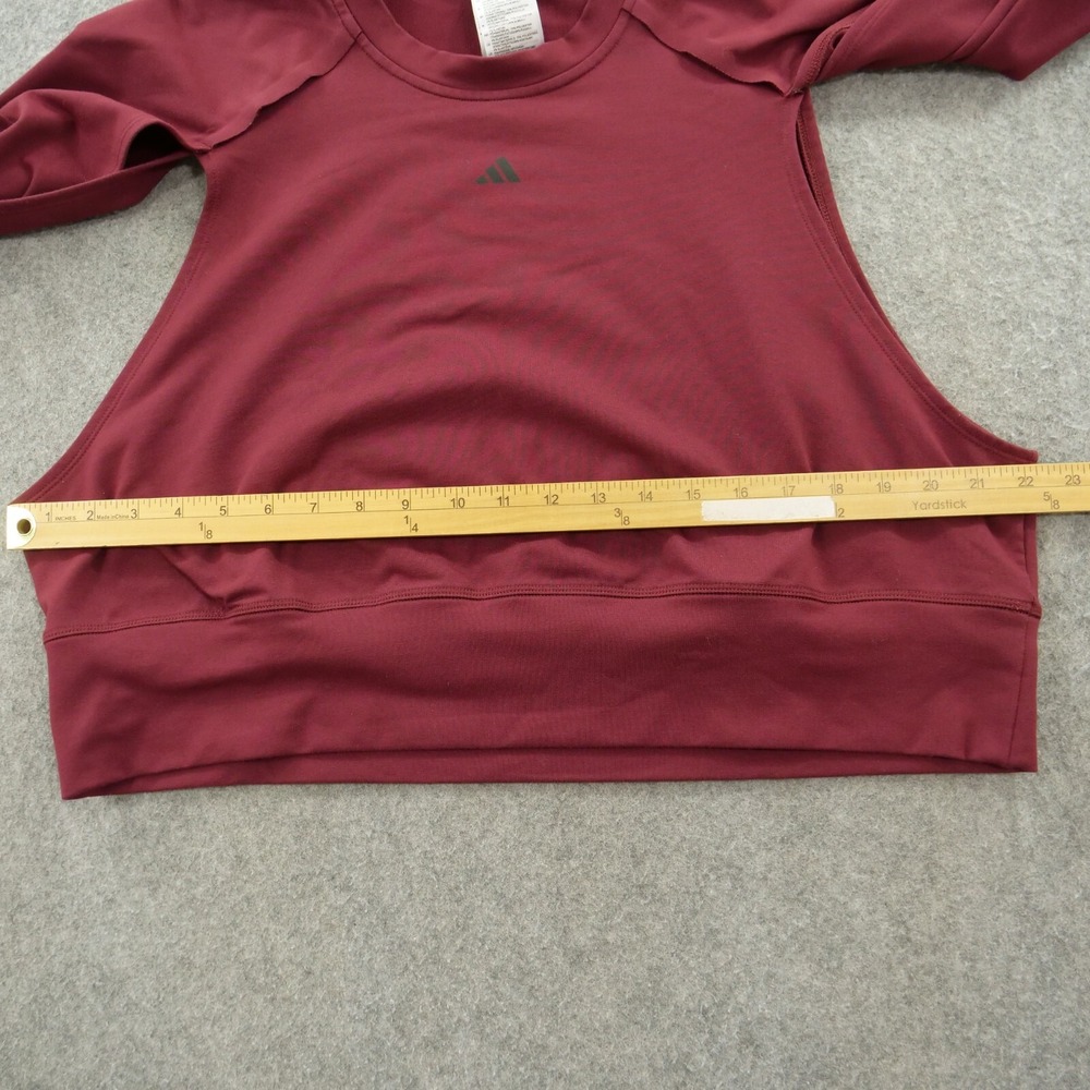 Adidas Sweatshirt Womens Large Red Performance Power Aero Ready Crop Cover Up - Picture 13 of 16